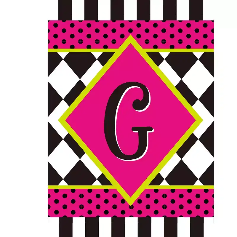 Briarwood Lane Everyday Garden Flag 12x18 For Outdoor Neon Checkerboard Monogram - G Garden Flag Flags For Outside