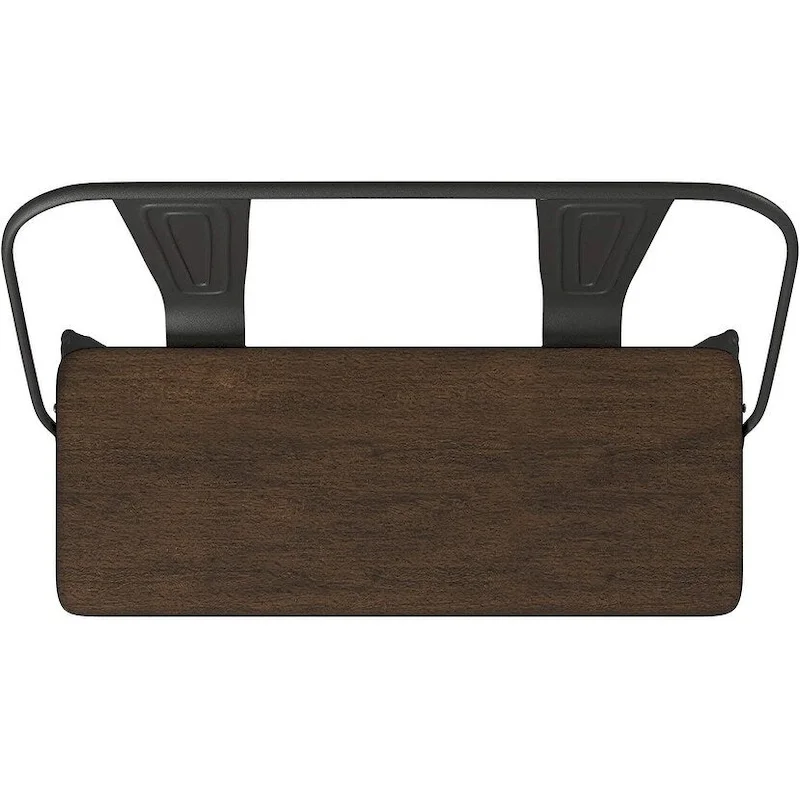 Metal Wood Top Dining Bench, Gunmetal