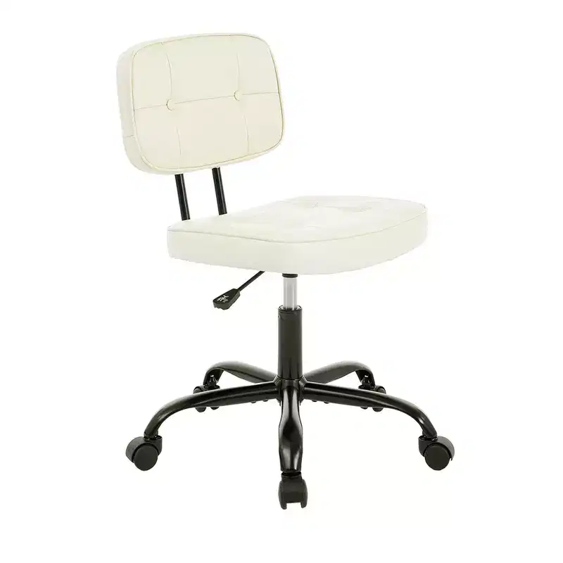 JIONJOY Ergonomic Armless Office Chair, PU Leather Desk Chair with Thickened Cushion, Rolling Chair for Small Spaces, Dorms & Home Office