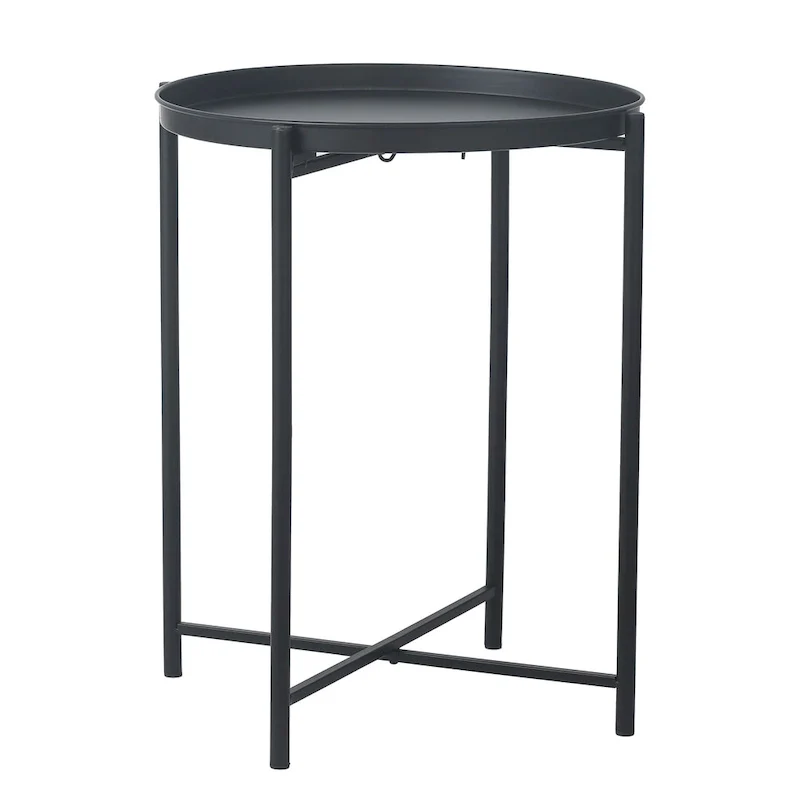 Gold End Table Metal Waterproof Snack Beside Table Accent Coffee Table - 16.9(D)x 16.9(W)x 20.5(H)