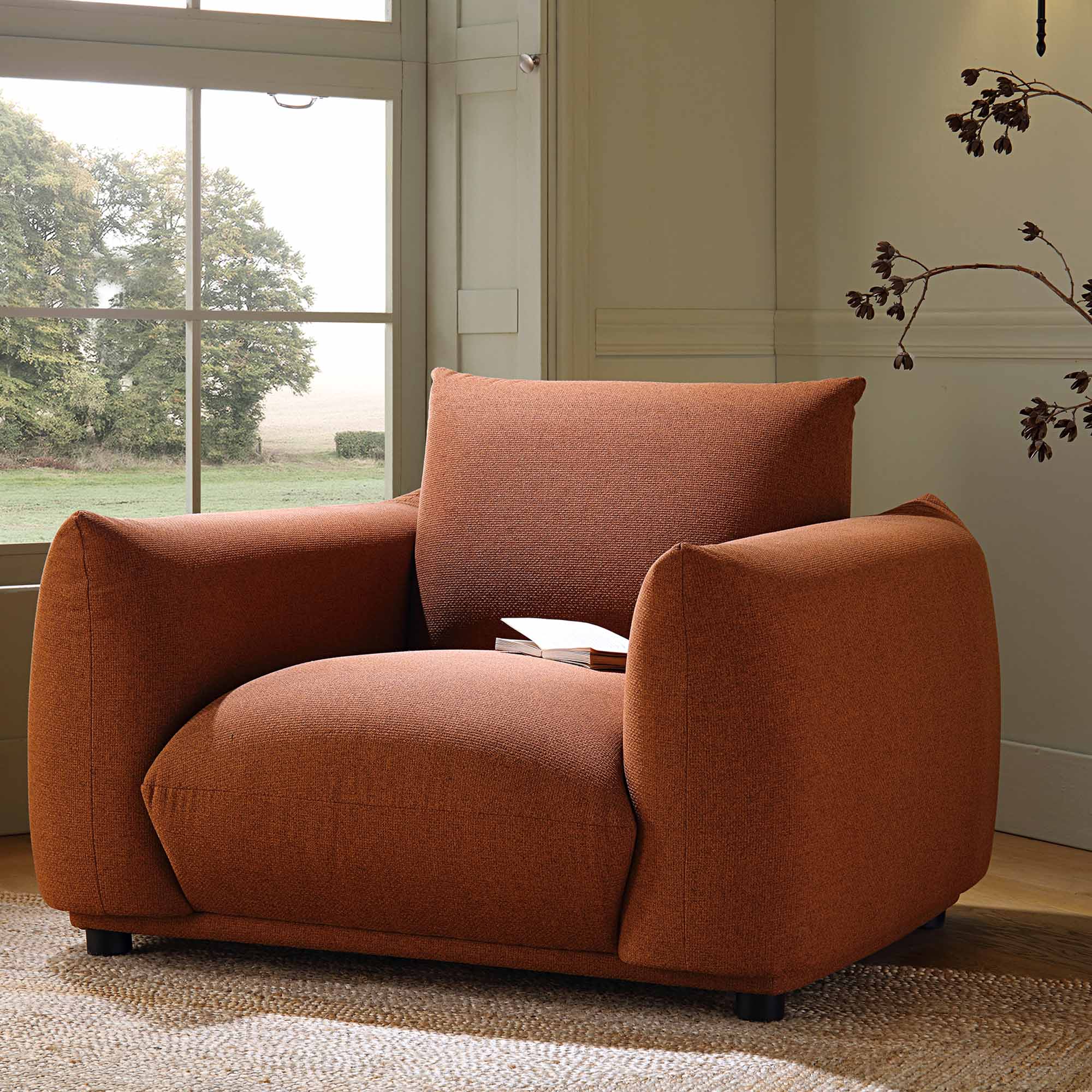 Armchair, Terracotta Fabric
