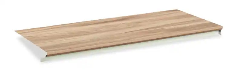 Commercial Grade Office Desk Bridge, L-Shape Connector, Natural Wood Finish