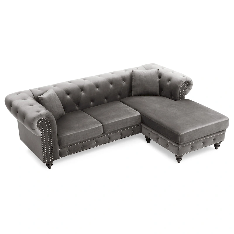 Nola Velvet Sofa with Chaise