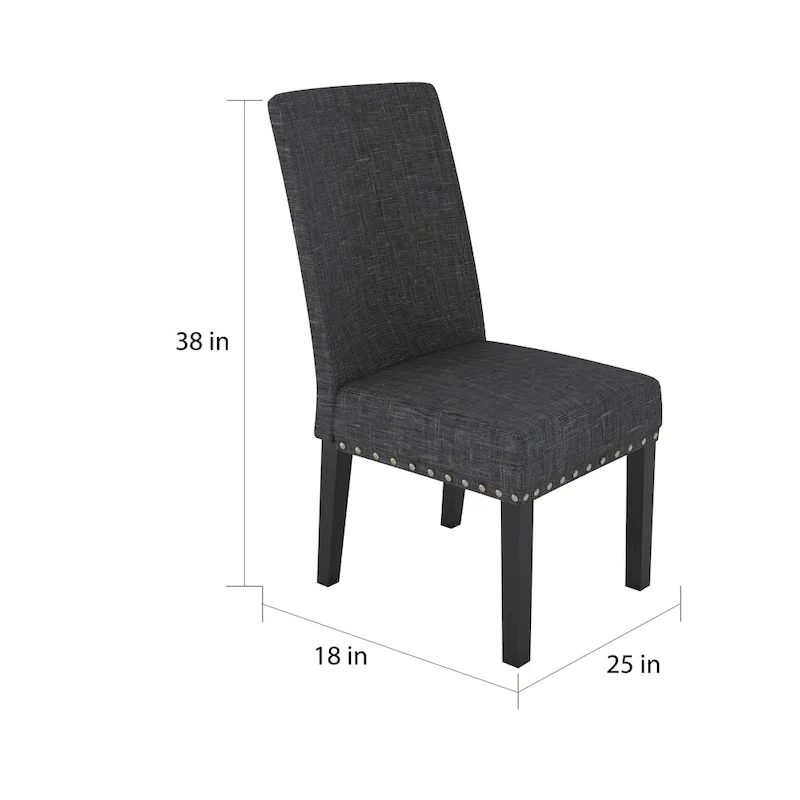 Nailhead-Trim Fabric Dining Chairs (Set of 2)