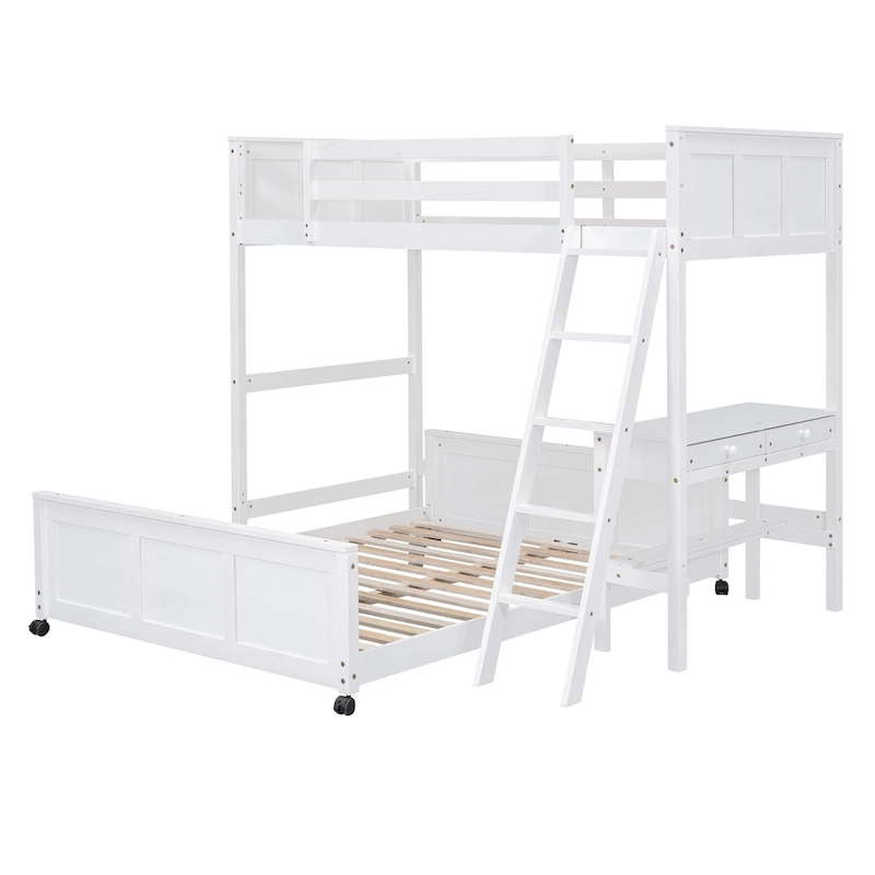 Full Over Full/Twin Over Full Bunk Bed with Desk