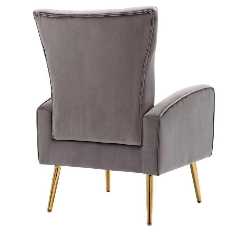 Velvet Comfy Accent Chair Cozy Arm Chair with Wingback and Gold Metal Legs