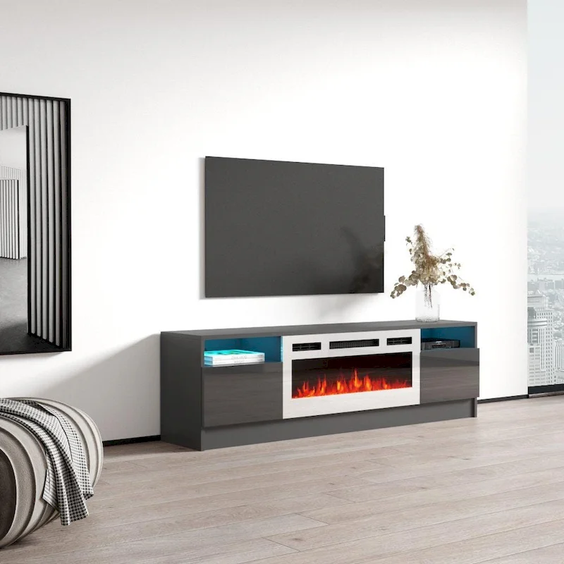 Duke 01 WH-EF Electric Fireplace 63 TV Stand