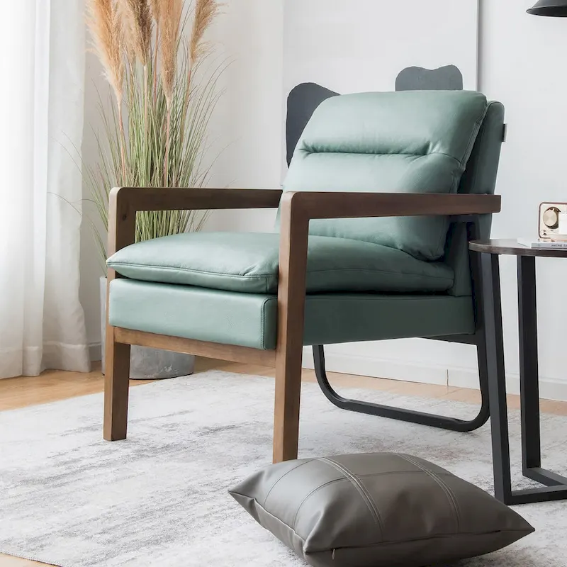 Costway Modern Accent Armchair Lounge Chair w/ Rubber Wood Legs & - 34.5