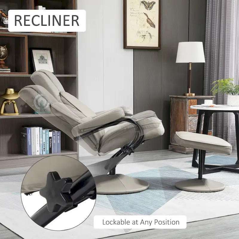 30 High Back Swivel Recliner Chair with Ottoman