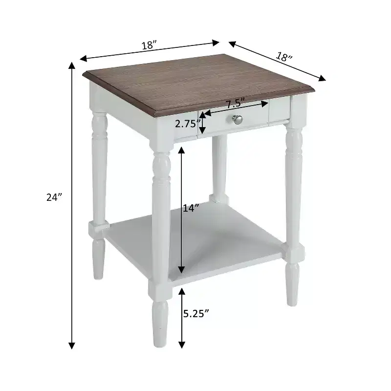 HomeStock 24 in.H White Color Rectangle Wood Table Top End Table 1 -piece