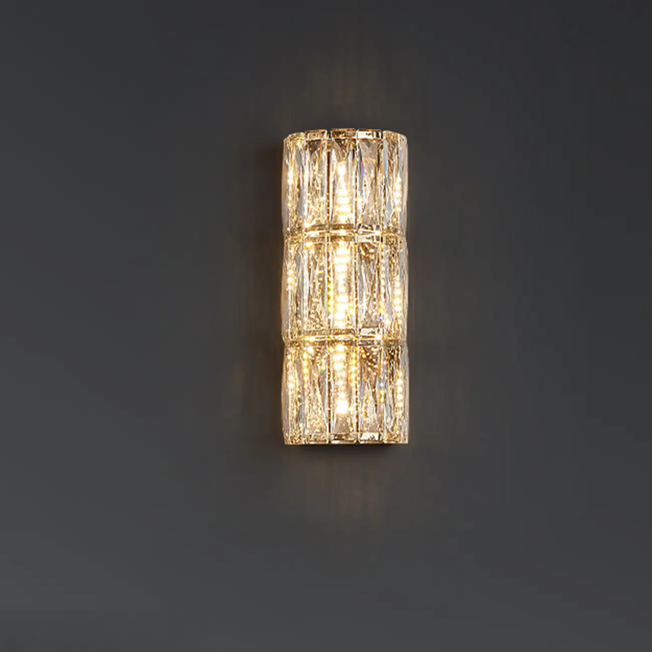 Direct-wired Steel Wall Sconce with Crystal Shade