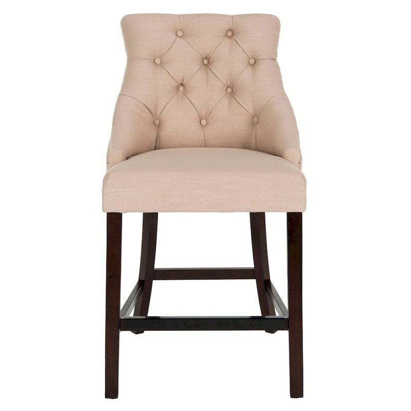 SAFAVIEH Dottie 26-inch Tufted Wing Back Counter Stool - Grey / Espresso (Set of 2) - 22.5  x 25  x 41  - 22.5  x 25  x 41