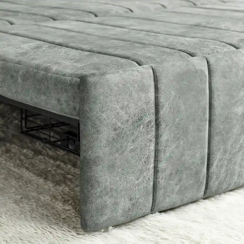 Modern 68 Foam 3 in 1 Pull-Out 3-seaters Bed Sleeper Sofa with Copper Nails and Two Drawers