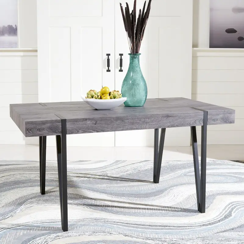 SAFAVIEH Asal Mid-Century Industrial Rustic Dining Room Table - 59.1 W x 35.4 L x 29.5 H - 59Wx35Dx30H