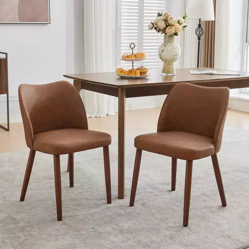 Dining Chairs Set of 2,Modern Flax Kitchen Chairs with Metal Legs,Wing Backrest & Thick Cushions,Leveling Feet for Dining Room, Bedroom,Living Room