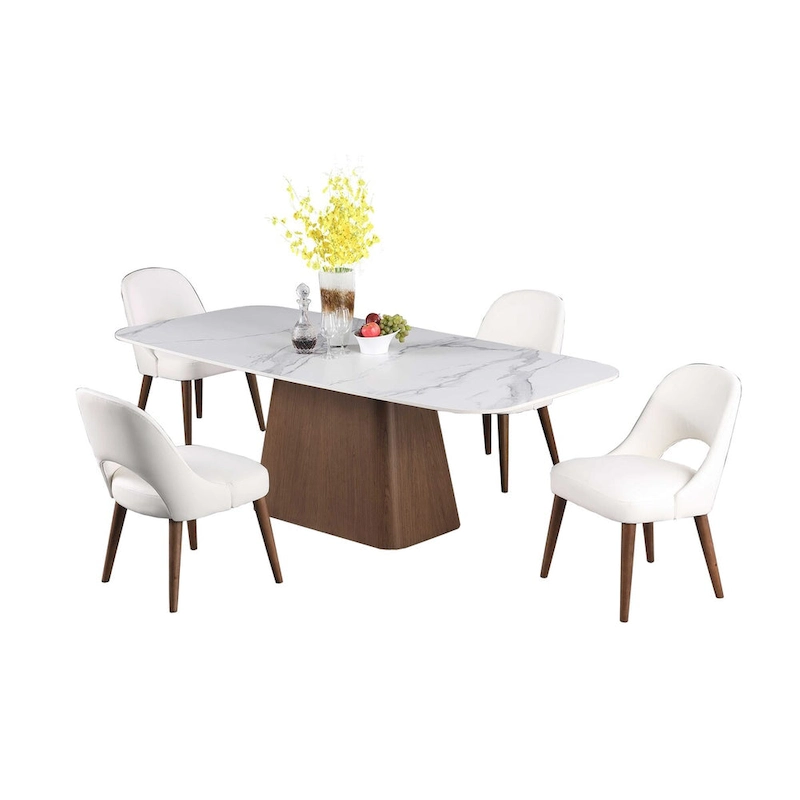 Somette Kenny Modern Marbleized Sintered Stone Dining Set