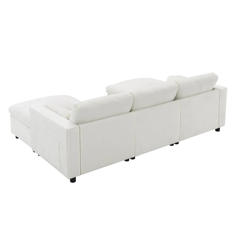 U Shaped Chenille Modular Sectional Cloud Sofa with 2 Ottoman, Pillows