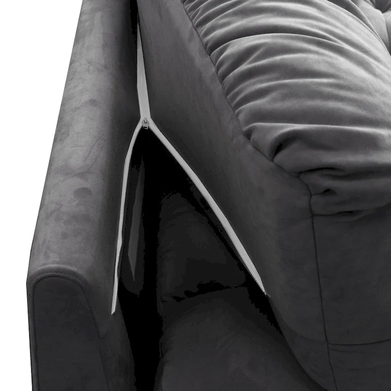 Velvet Loveseat Sofa - 2 Seater - Beige/Grey/Pink