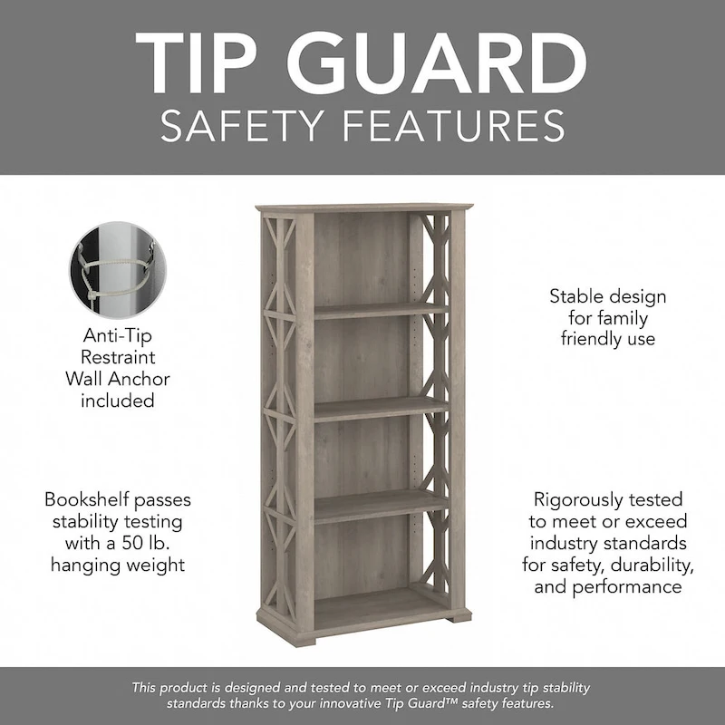 Homestead 4 Shelf Farmhouse Bookcase by Bush Furniture