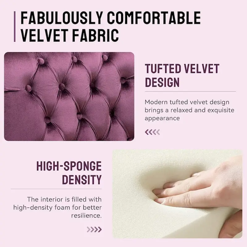 Velvet Armless Accent Chair, Button Tufted Slipper Chair, Side Chair, Lounge Chair