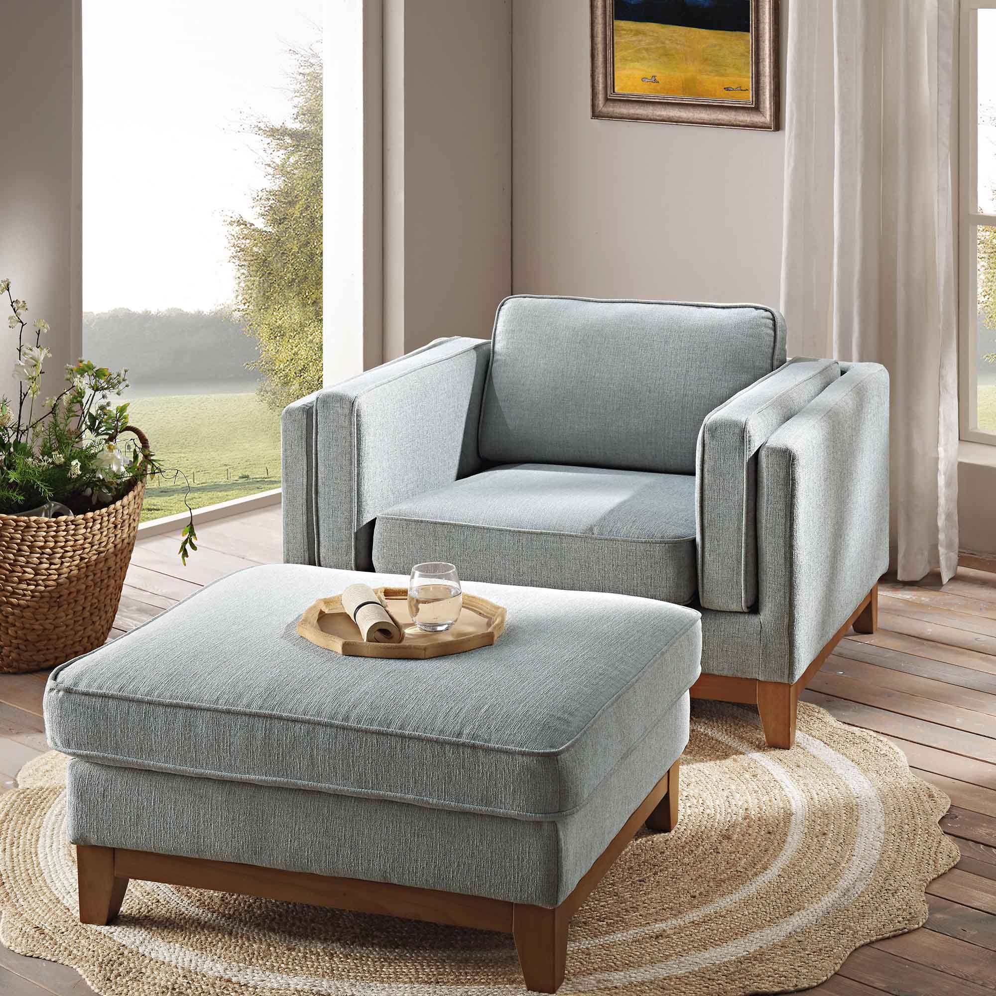 Sage Fabric Sofa, 1-Seater