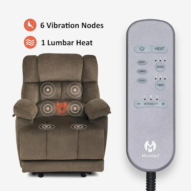 Electric Power Recliner Chair with Heat and Massage, Fabric