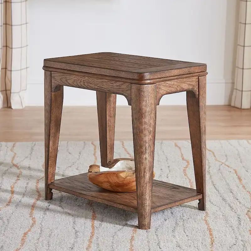 Sienna Brown Wood Chairside Table, Single