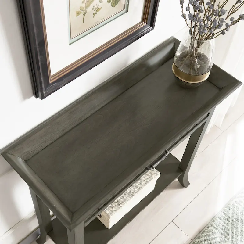 Smoke Gray Console Hall Stand with Drawer