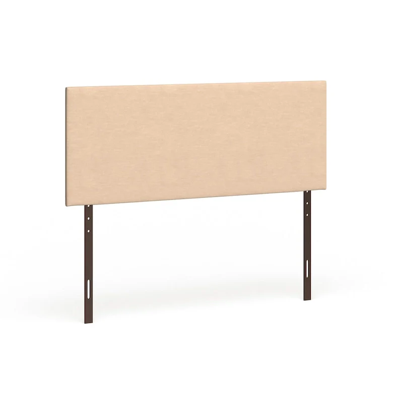 Grey / Ivory Nailhead Upholstered Headboard, King Size, 1-Panel