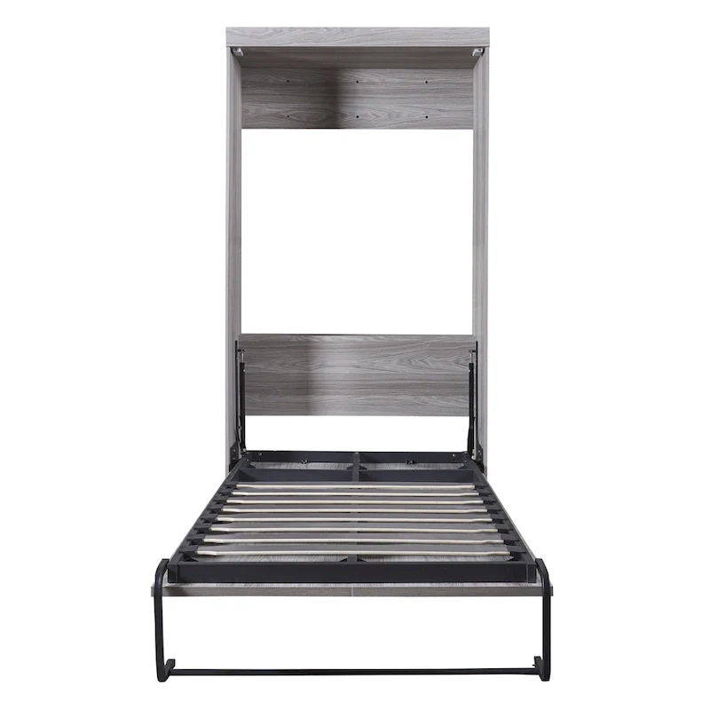 Gray Fold-Down Murphy Bed with Integrated Cabinet – Modern Style, Twin / Full, Sleeps 1