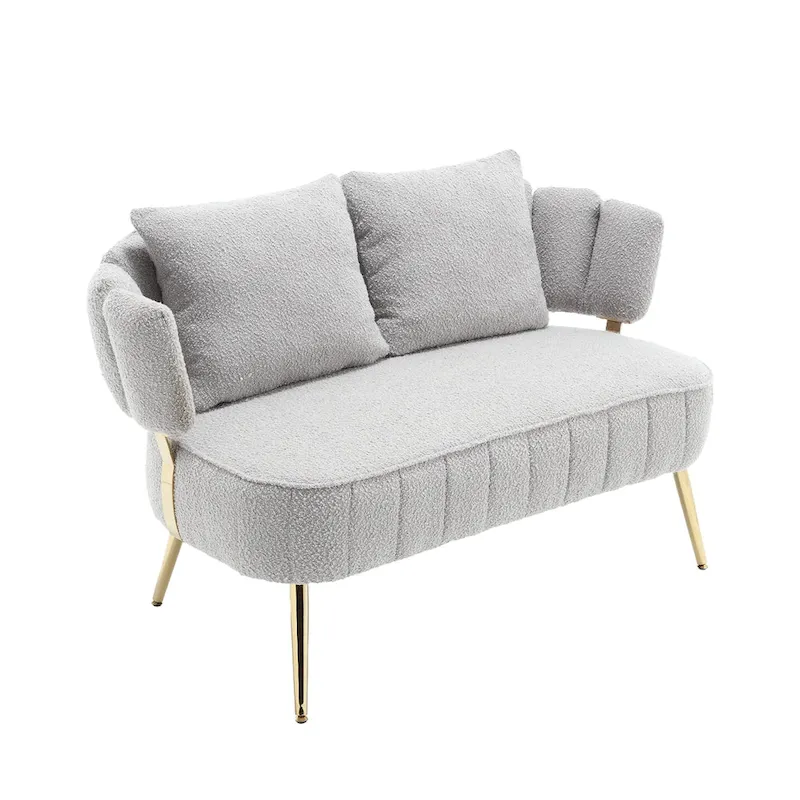 Modern Upholstered Armsofa Tufted Sofa with Metal Frame