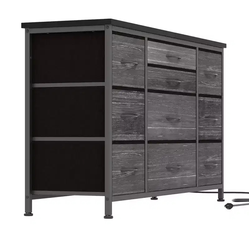 10 Drawer Dresser Tv Stand 55 ,47 Wide Fabric Dresser with Power Outlets,Sturdy Steel Frame Large Bedroom Entertainment Center for Living Room