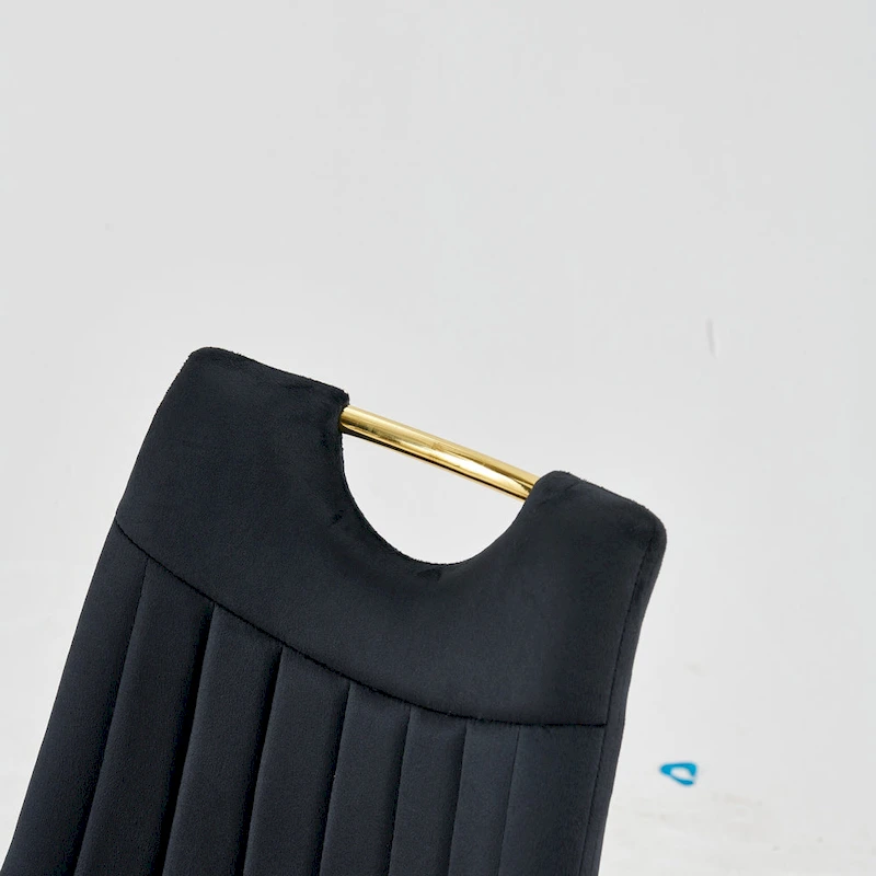 Gold+Black 23.22 Armless Dining Chairs with Elegant Golden Legs (Set of 4)