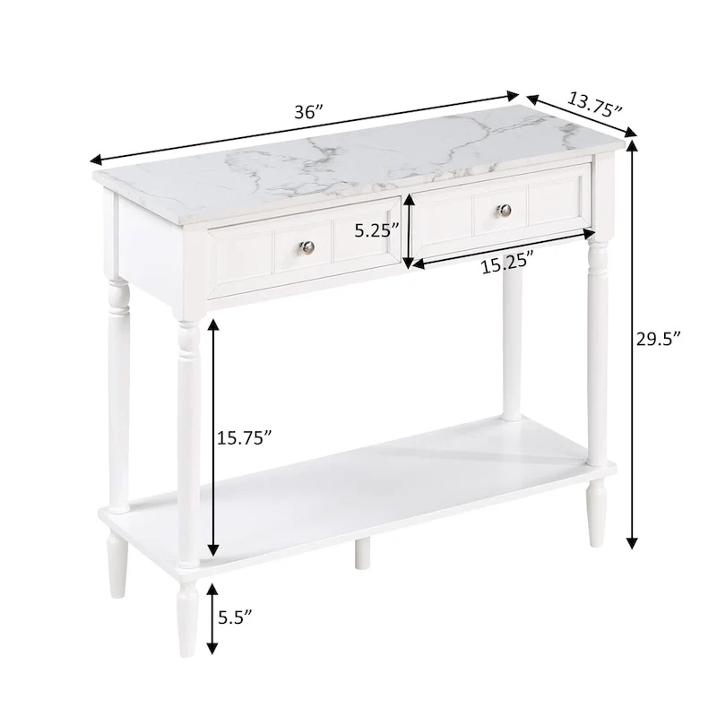 Convenience Concepts French Country 2 Drawer Hall Table with Shelf