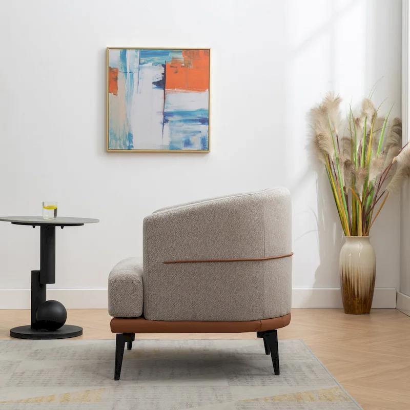 Modern Two-tone Barrel Fabric Chair