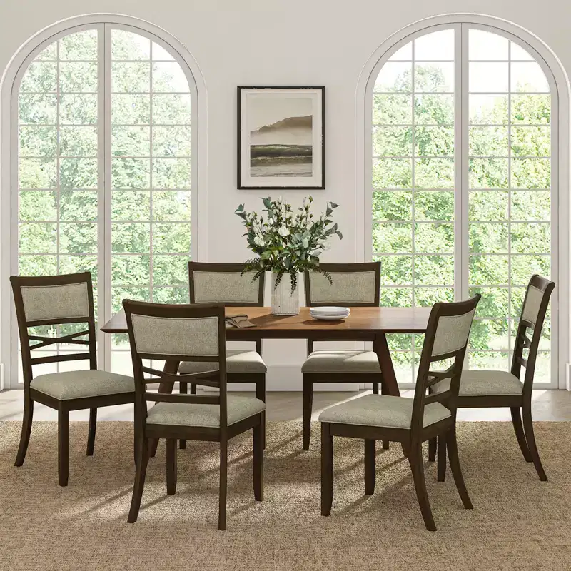Eliseo Classic Dining Chair with Solid Wood Frame Set of 6|ART OF LIVING DESIGNSWALNUT