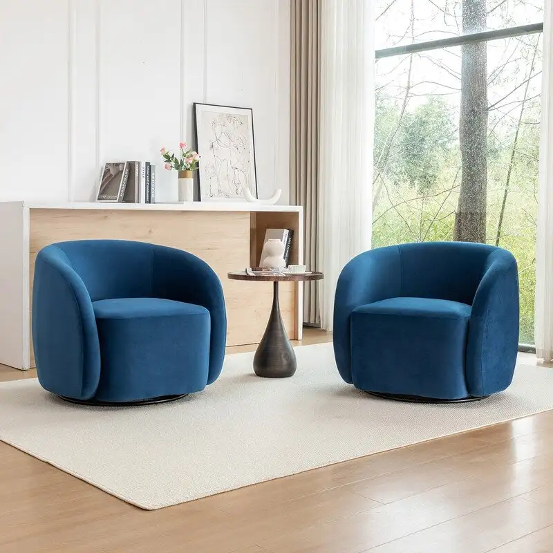 SEYNAR Modern Glam Velvet Upholstered 360 Degree Swivel Accent Armchair Set of 2