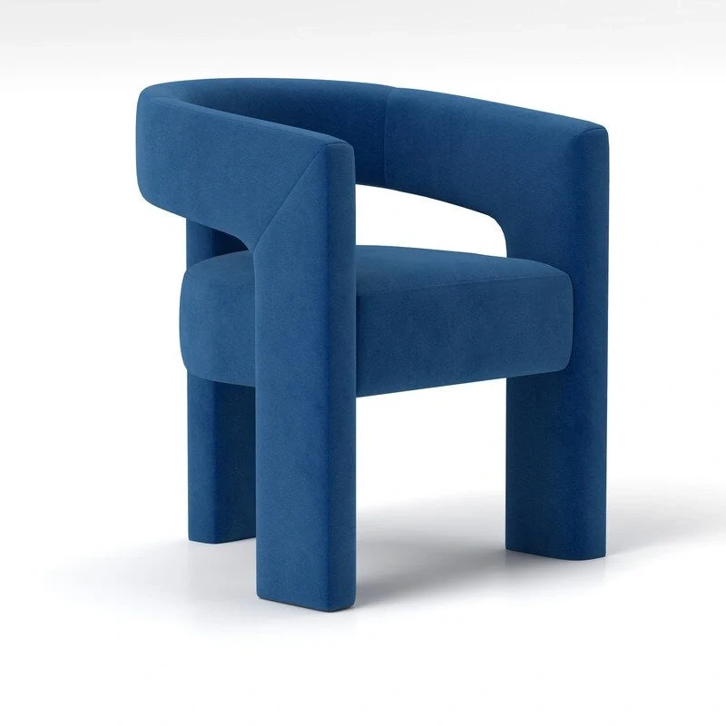 Modern Glam Velvet Upholstered Dining Chair, Open-Back Accent Chair