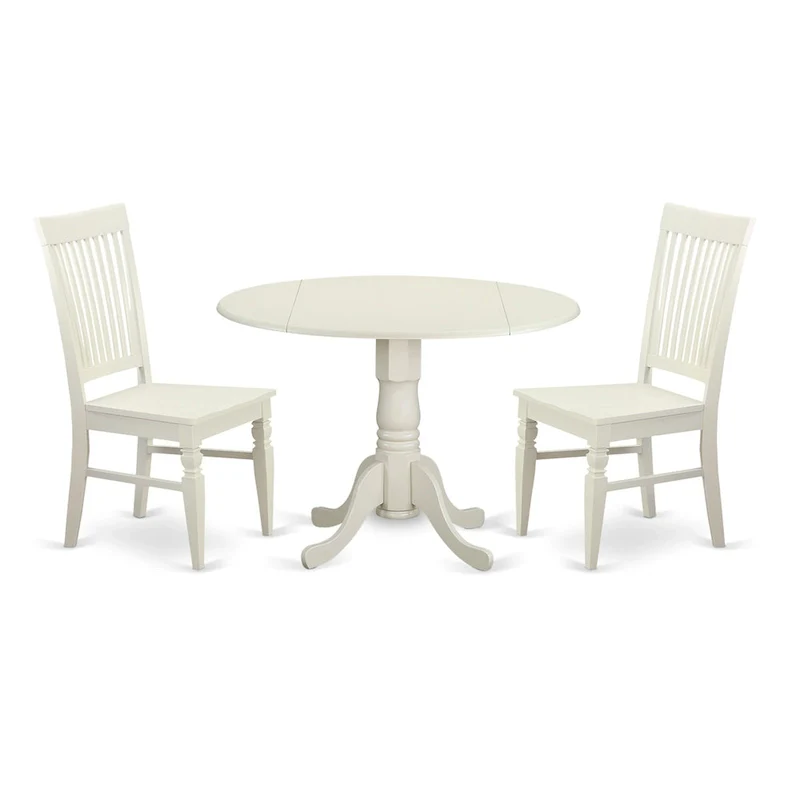 East West Furniture 3 Piece Dinette Set Contains a Round Dining Table and 2 Dining Room Chairs, (Finish Options)