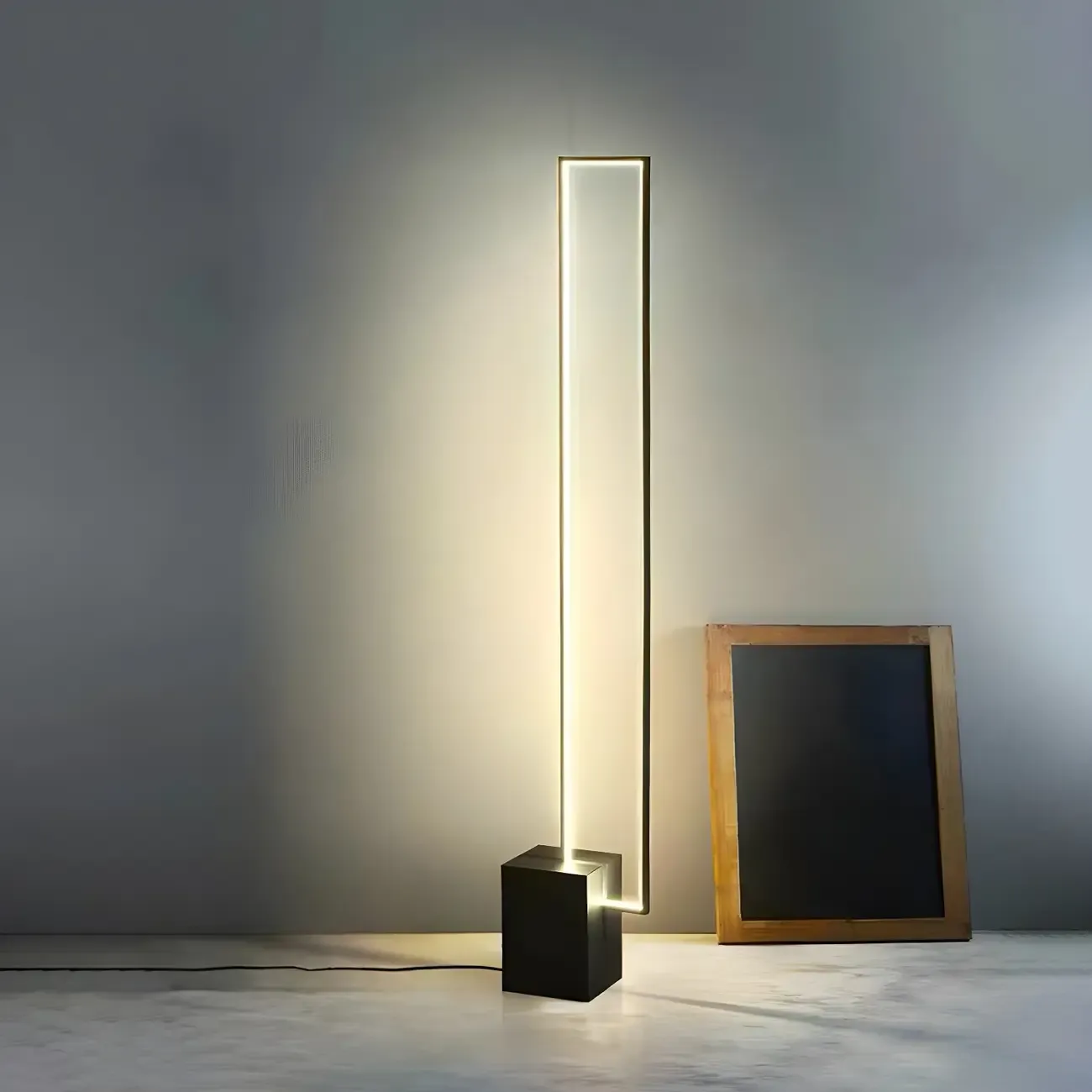 Stylish Rectangle Floor Lamp Dimmable LED for Living Room