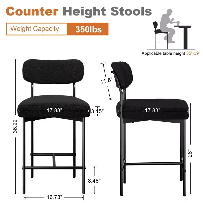 WARMOUNTS Set of 3 Upholstered Modern Counter Height Barstool