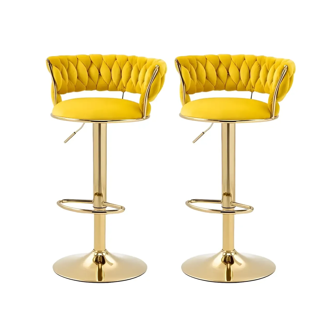 Gold Base Low Back Adjustable Swivel Bar Stool