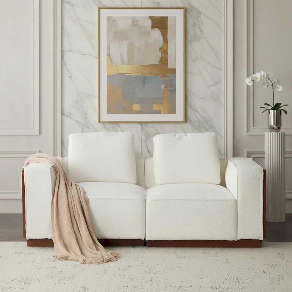 2 Seater Beige 74 Width Modular Sofa
