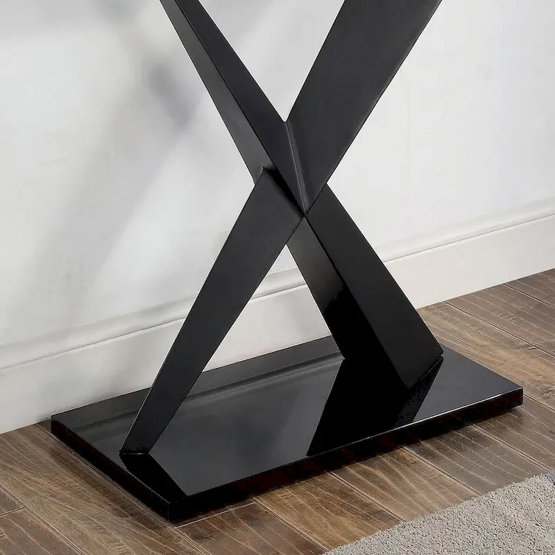 Gar Glam Black X-Base Glass Top Sofa Table by Furniture of America