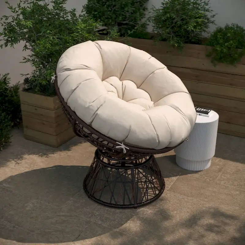 Papasan Swivel Patio Lounge Chair