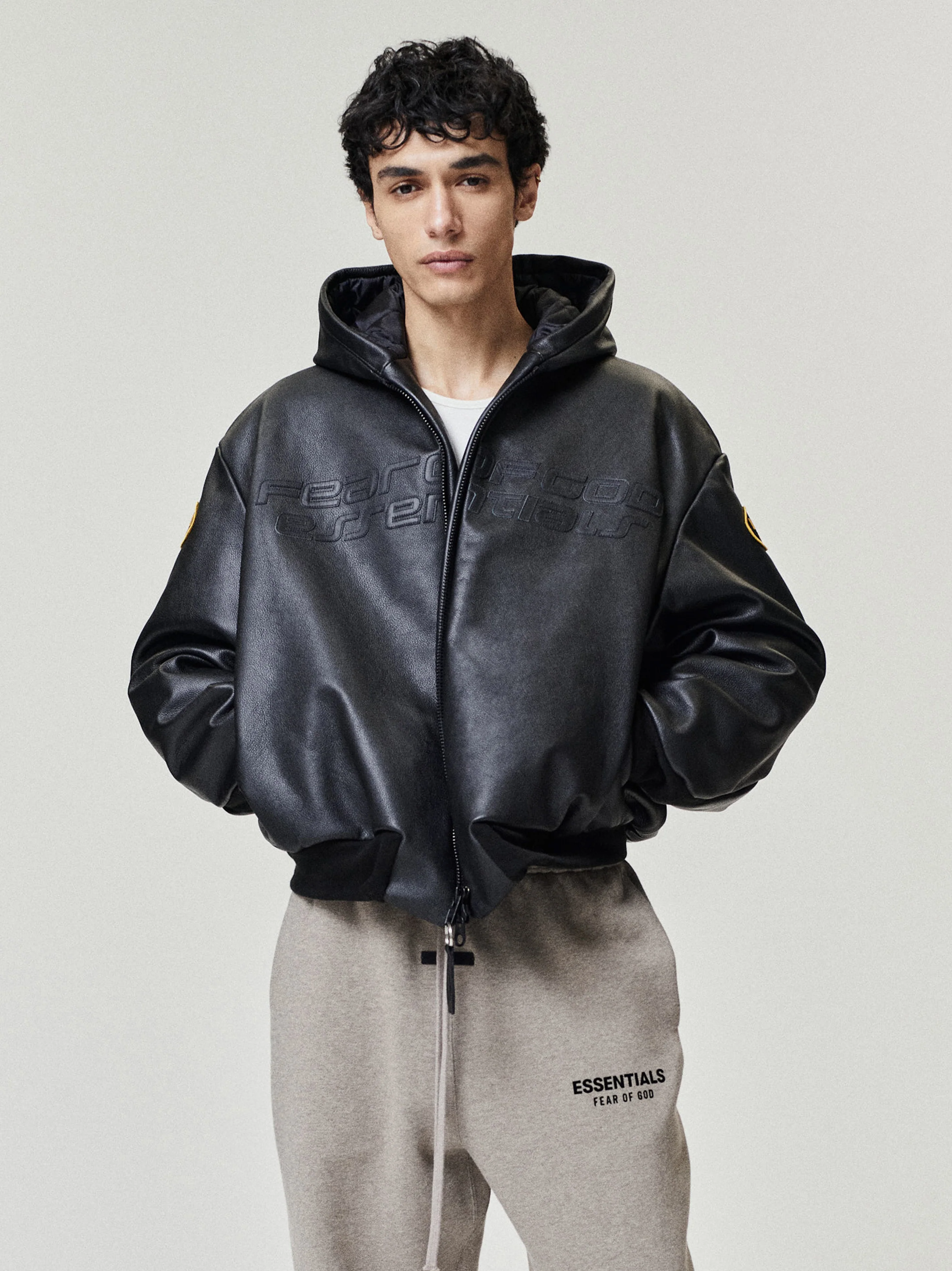 Vanson Essentials Leather Hooded Bomber