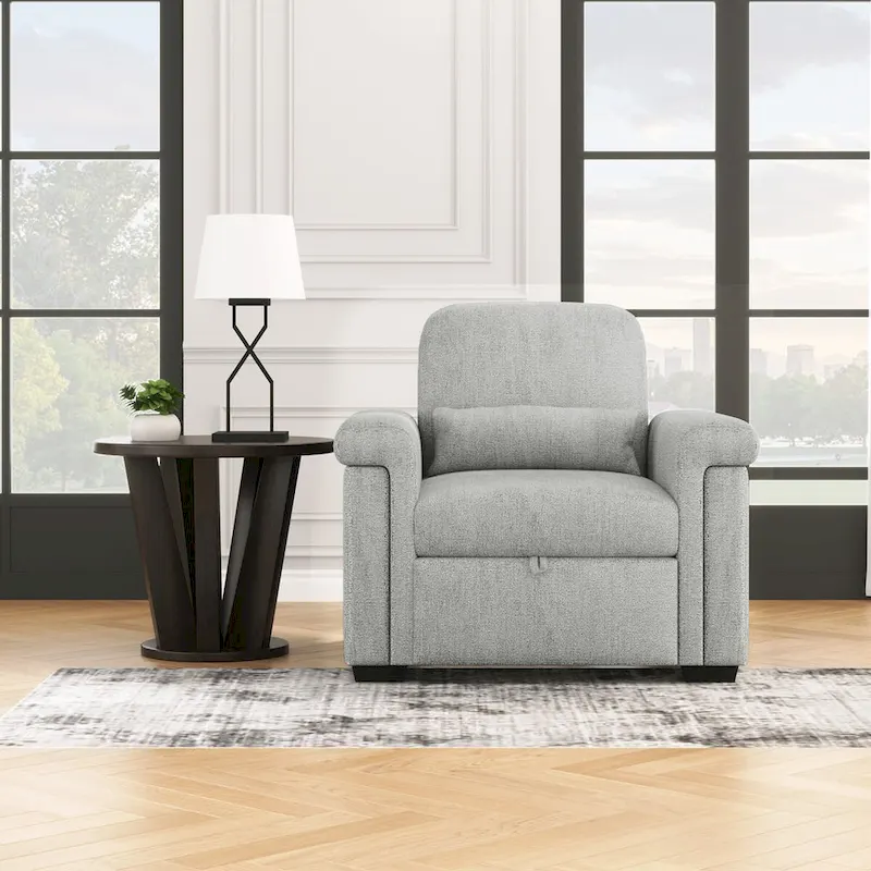 Living Room Lounger Chair 3 in 1 Convertible Sleeper Chair with Pillow