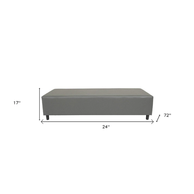 HomeRoots 72  Gray and Black Upholstered Genuine Leather Bench - 72