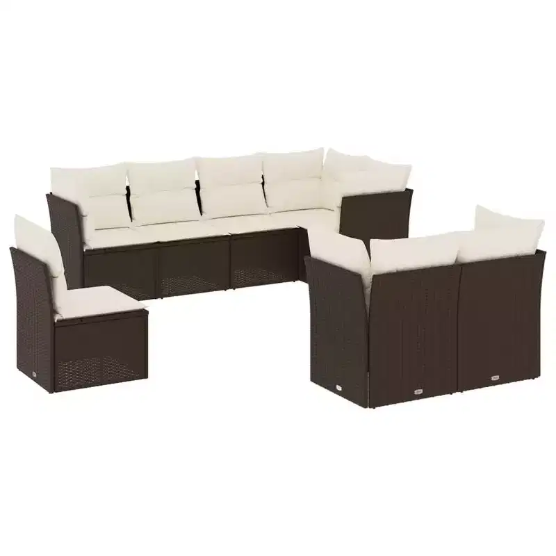 vidaXL Garden Sofa Set Rattan, Cushions