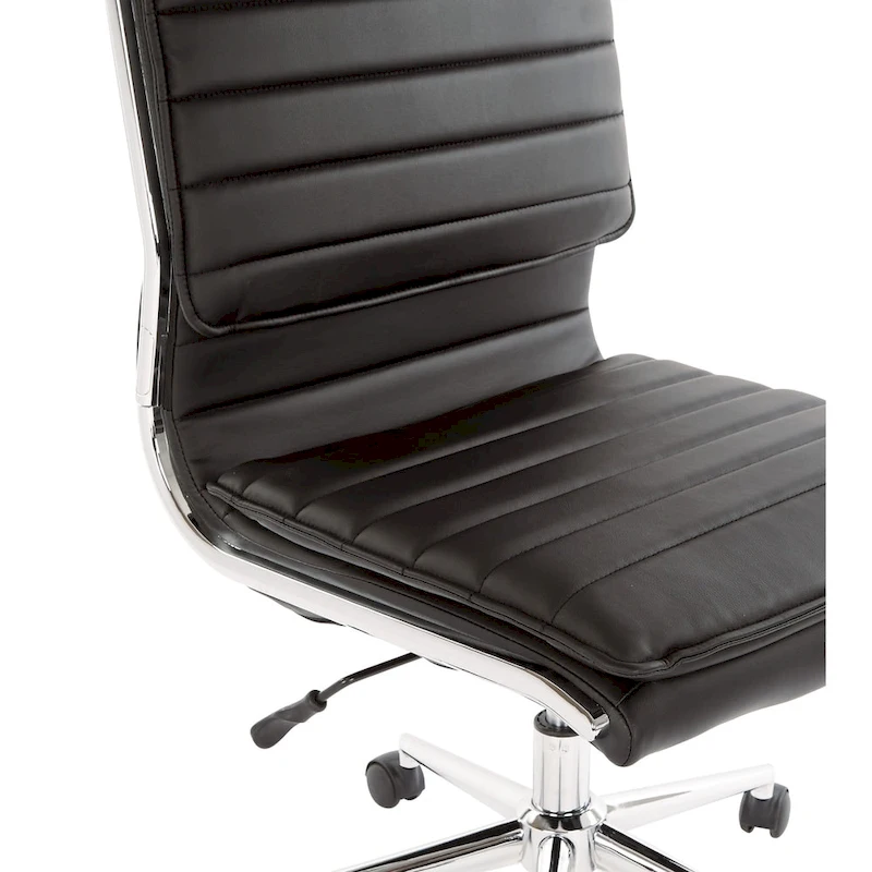 Armless Mid Back Professional Managers Faux Leather Chair with Chrome Base